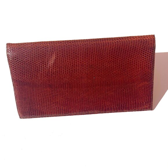 VTG Women’s Neiman Marcus Lizard Embossed Leather Wallet/Checkbook Cover Spain - Picture 2 of 9